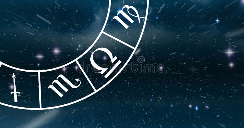 ψηφιακή εικόνα του σημείου των φωτεινών και σπειροειδών συμβόλων των ζωδιακών σημάτων στο διάστημα ελεύθερη απεικόνιση δικαιώματος