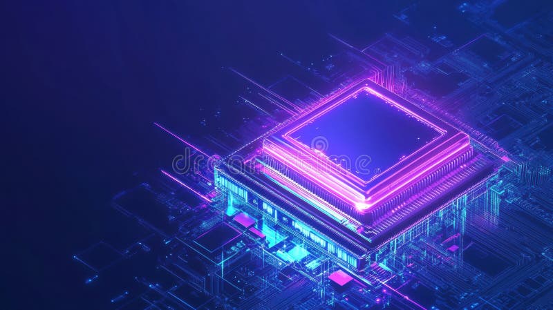 ψηφιακό chip ai ενσωματωμένο σε έναν αφηρημένο τεχνικό εγκέφαλο σε σκούρο μπλε φόντο ενσωματωμένο προηγμένο τεχνητό στοκ εικόνα