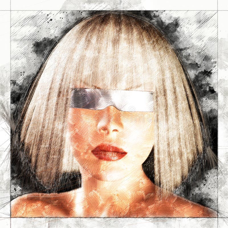 Ψηφιακό καλλιτεχνικό Sketchof ένα θηλυκό φαντασίας διανυσματική απεικόνιση