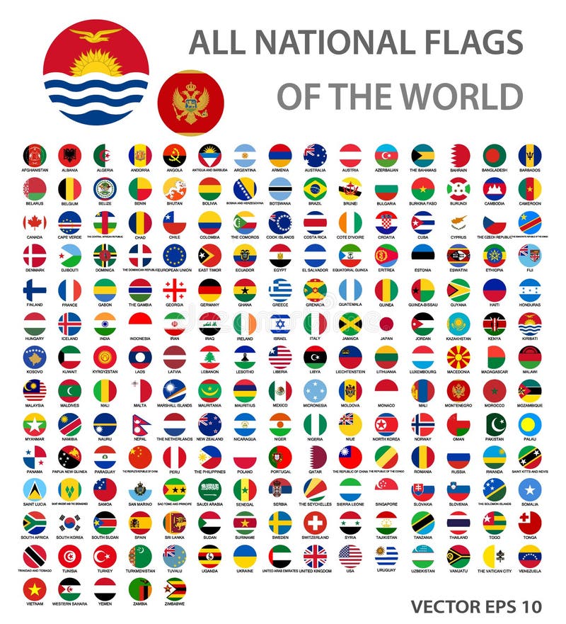 All national flags of the world set. Official world flags circle buttons in accurate colors. All national flags of the world set. Official world flags circle buttons in accurate colors.