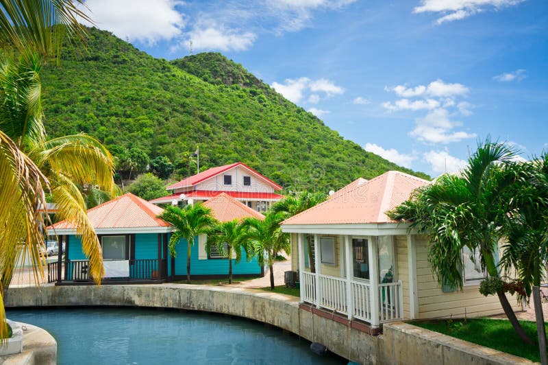 Όμορφα σπίτια σε Philipsburg, ST Maarten στοκ εικόνες με δικαίωμα ελεύθερης χρήσης