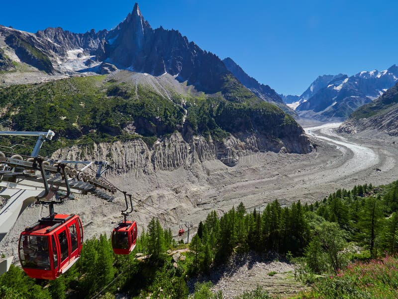 Όμορφη άποψη Mer de Glace Glacier - του ορεινού όγκου της Mont Blanc, Chamonix, Γαλλία στοκ εικόνες με δικαίωμα ελεύθερης χρήσης