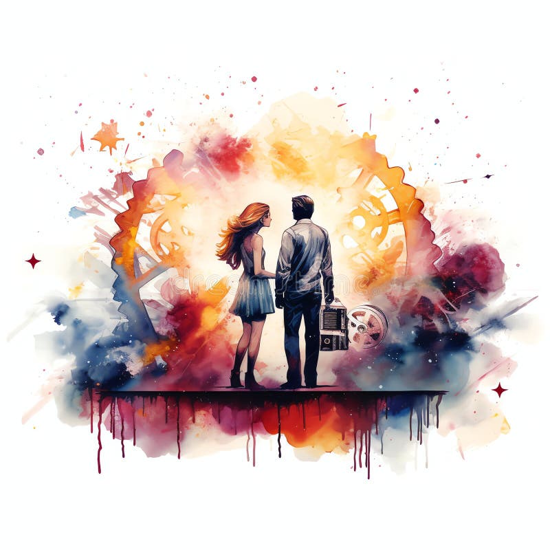 όμορφη απεικόνιση poster κινούμενης εικόνας watercolor clip ελεύθερη απεικόνιση δικαιώματος