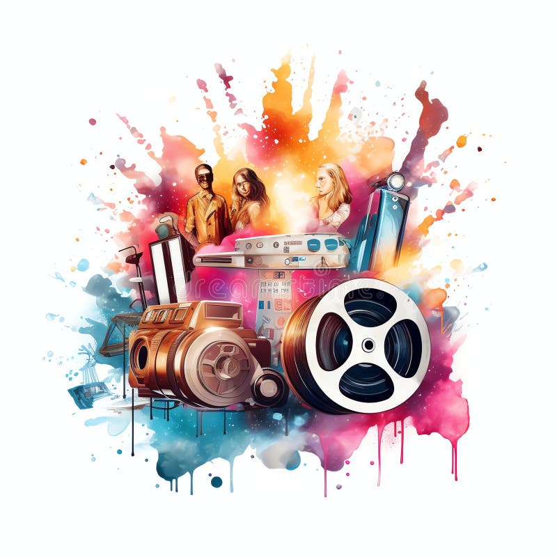 όμορφη απεικόνιση poster κινούμενης εικόνας watercolor clip απεικόνιση αποθεμάτων