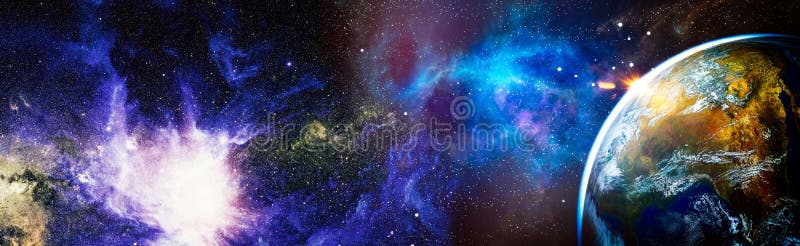 όμορφη γη. πανοραμική άποψη του αστέρα και γαλαξία του ηλίου της γης. ήλιος πάνω από τη θέα της γης του πλανήτη από το διάστημα. στοκ εικόνα
