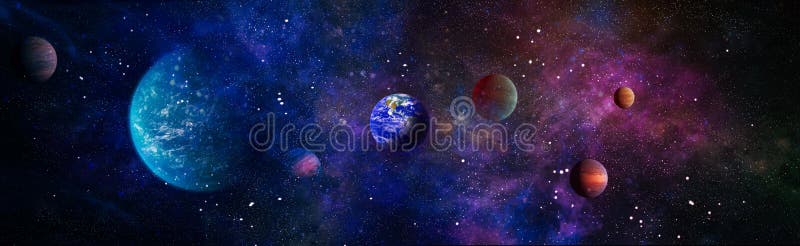 όμορφη γη. πανοραμική άποψη του αστέρα και γαλαξία του ηλίου της γης. ήλιος πάνω από τη θέα της γης του πλανήτη από το διάστημα. στοκ εικόνες