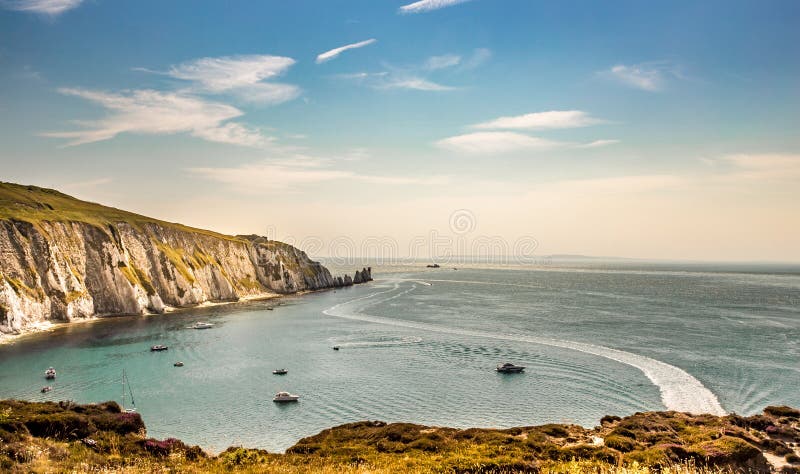 Όμορφη θέα του λιμανιού Isle of Wight στο Αγγλικό Κανάλι στοκ εικόνα με δικαίωμα ελεύθερης χρήσης