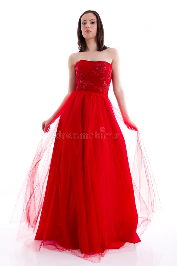 όμορφη κόκκινη γυναίκα φορεμάτων