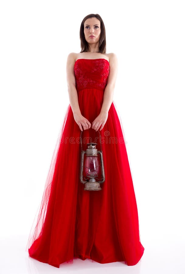 όμορφη κόκκινη γυναίκα φορεμάτων