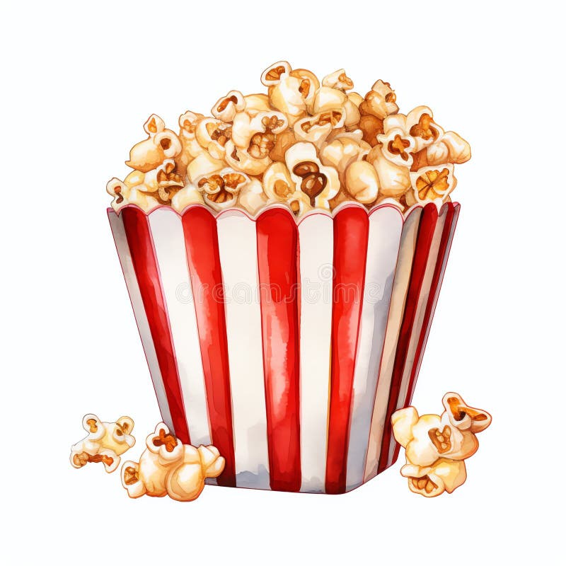 όμορφη ταινία popcorn ταινία υδατογράφημα clip απεικόνιση διανυσματική απεικόνιση