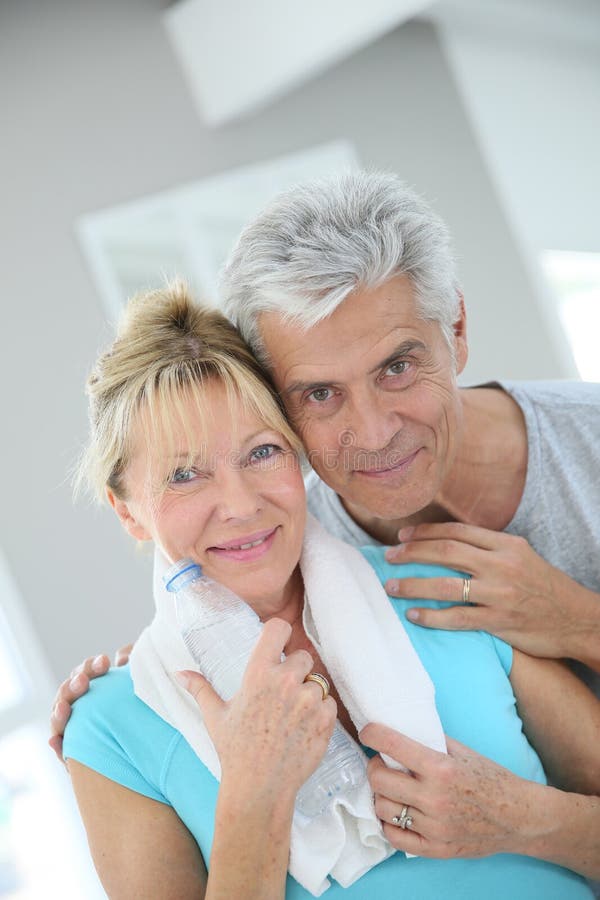 Portrait of senior couple in fitness outfit. Portrait of senior couple in fitness outfit