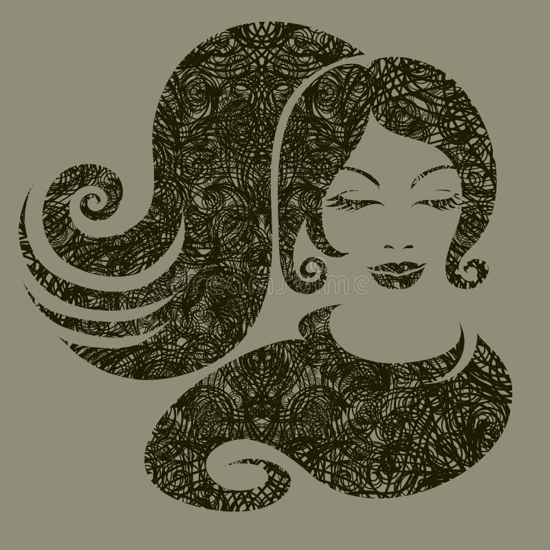 Vector grunge illustration of a girl with beautiful hair (from my big Vintage girl collection). Vector grunge illustration of a girl with beautiful hair (from my big Vintage girl collection)