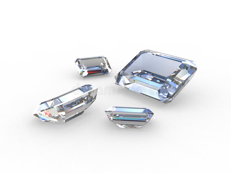 Set of four beautiful diamond gemstones - 3D. Set of four beautiful diamond gemstones - 3D