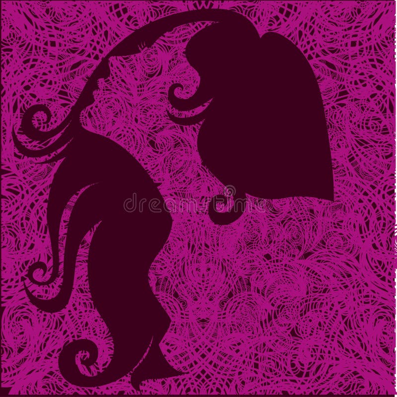 Vector grunge pink illustration of a girl with beautiful hair (from my big Vintage girl collection). Vector grunge pink illustration of a girl with beautiful hair (from my big Vintage girl collection)