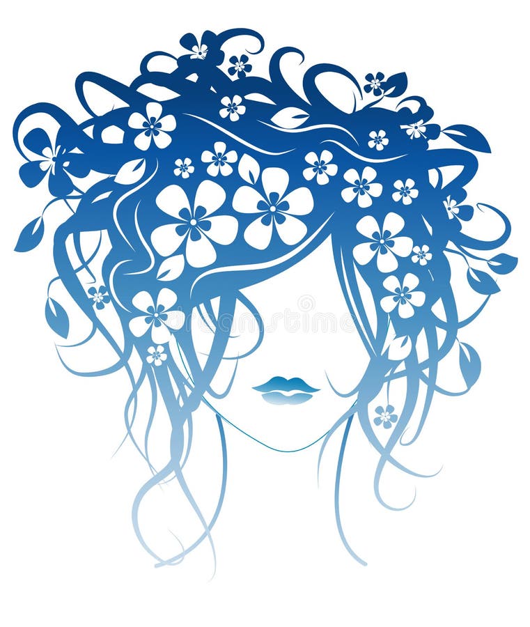 Beautiful girl with flowers in hair vector illustration. Beautiful girl with flowers in hair vector illustration