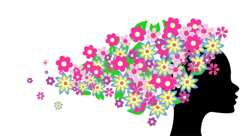 Beautiful girl with flowers in hair vector illustration. Beautiful girl with flowers in hair vector illustration