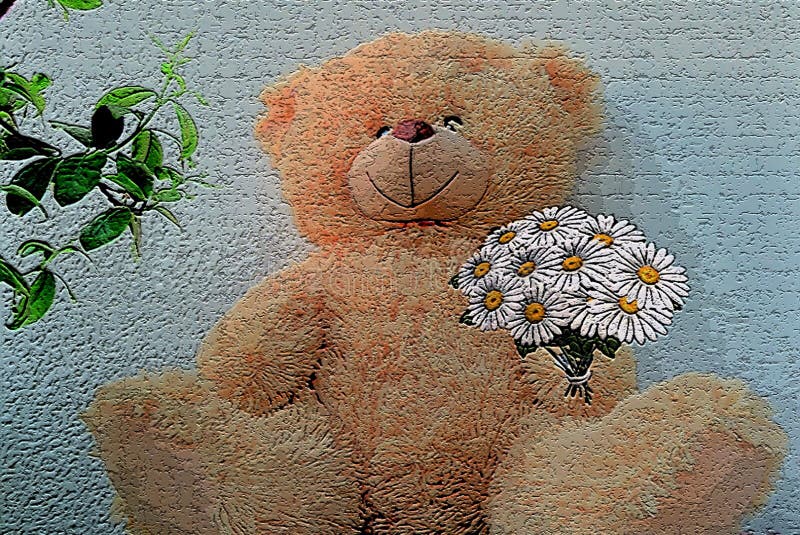 Όμορφος teddy αντέχει με μια ανθοδέσμη των άσπρων μαργαριτών στοκ εικόνες με δικαίωμα ελεύθερης χρήσης Όμορφος teddy αντέχει με μια ανθοδέσμη των άσπρων μαργαριτών στοκ εικόνες με δικαίωμα ελεύθερης χρήσης