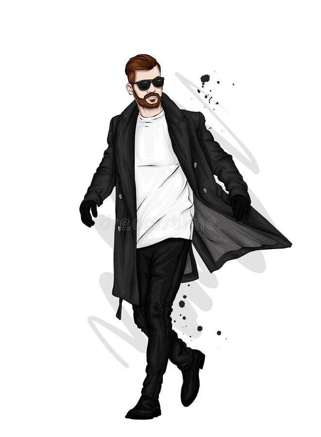 Όμορφος τύπος στα μοντέρνα ενδύματα Hipster επίσης corel σύρετε το διάνυσμα απεικόνισης απεικόνιση αποθεμάτων Όμορφος τύπος στα μοντέρνα ενδύματα Hipster επίσης corel σύρετε το διάνυσμα απεικόνισης απεικόνιση αποθεμάτων
