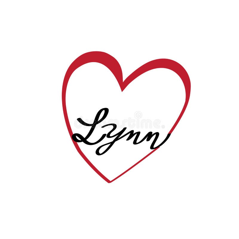 όνομα lynn με βαλεντίνο λατρεύει το διάνυσμα λογότυπου καρδίας ελεύθερη απεικόνιση δικαιώματος