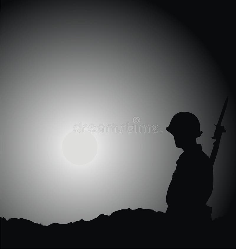 Soldier being on guard against moon abstract background illustration. Soldier being on guard against moon abstract background illustration