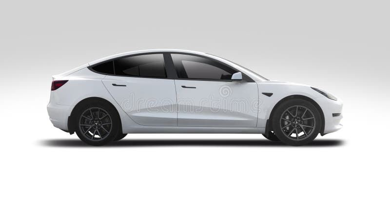 Αυτοκίνητο Tesla Model 3 απομονωμένο σε λευκό φόντο στοκ φωτογραφίες με δικαίωμα ελεύθερης χρήσης