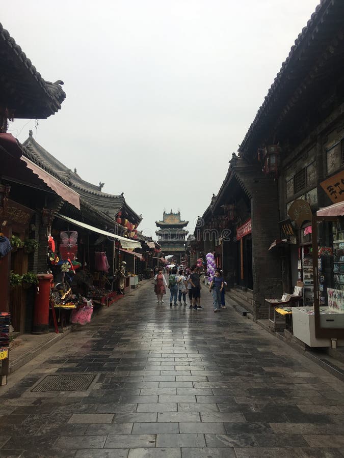 όψη της αρχαίας πόλης pingyao στοκ εικόνες