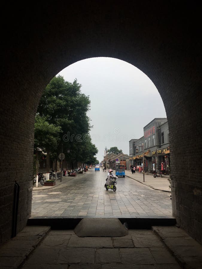 όψη της αρχαίας πόλης pingyao στοκ εικόνες