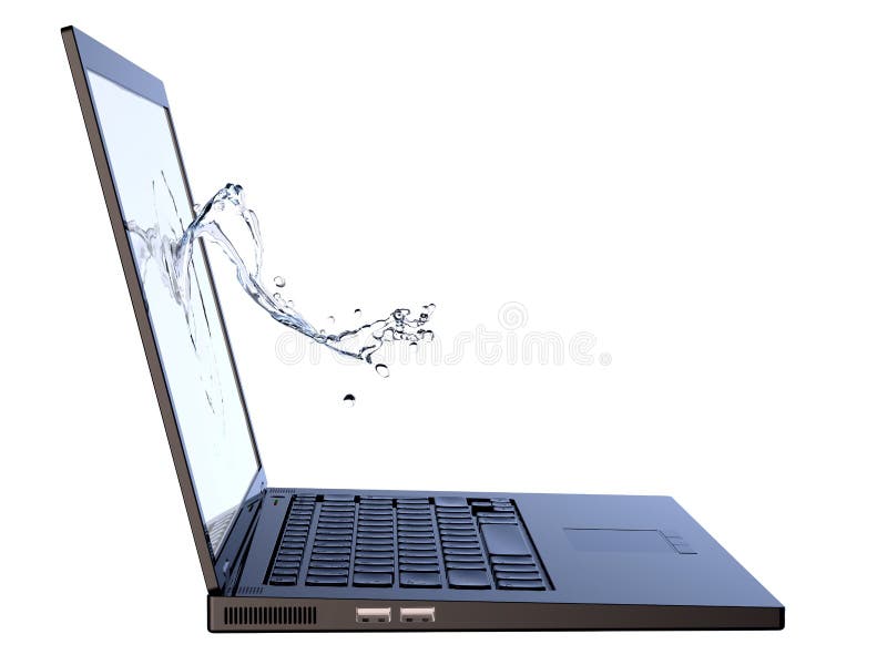 ύδωρ παφλασμών οθόνης lap-top ελεύθερη απεικόνιση δικαιώματος