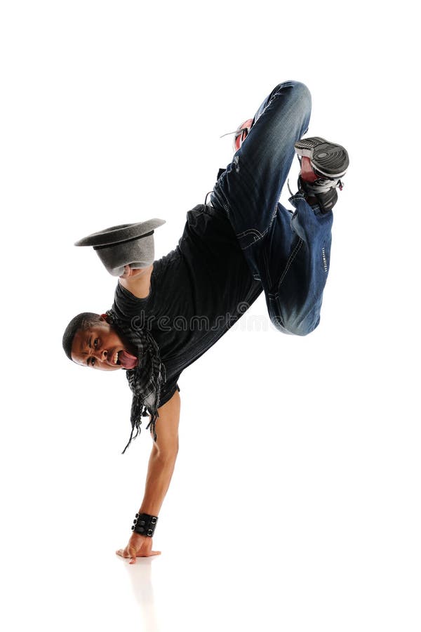 Hip Hop style Dancer performing isolated on a white background. Hip Hop style Dancer performing isolated on a white background