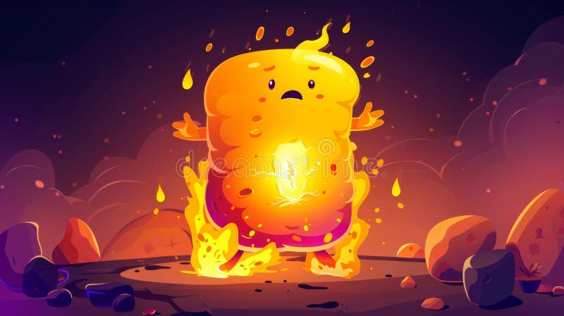 Inflammation of stomach and heartburn. Acid reflux, heartburn, gastritis concept with indigestion system stomach pain. Illustration of a cute unhealthy mascot suffering from stomachache.. AI generated. Inflammation of stomach and heartburn. Acid reflux, heartburn, gastritis concept with indigestion system stomach pain. Illustration of a cute unhealthy mascot suffering from stomachache.. AI generated