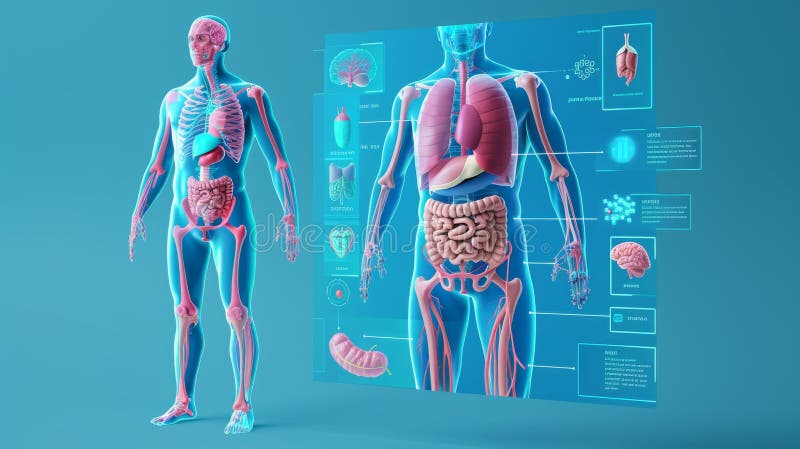 Infographics of human body organ locations as a teaching aid and academic study guide. Inside diagrams of the human body with names isolated on a white background. Medical information learning aid. AI generated. Infographics of human body organ locations as a teaching aid and academic study guide. Inside diagrams of the human body with names isolated on a white background. Medical information learning aid. AI generated