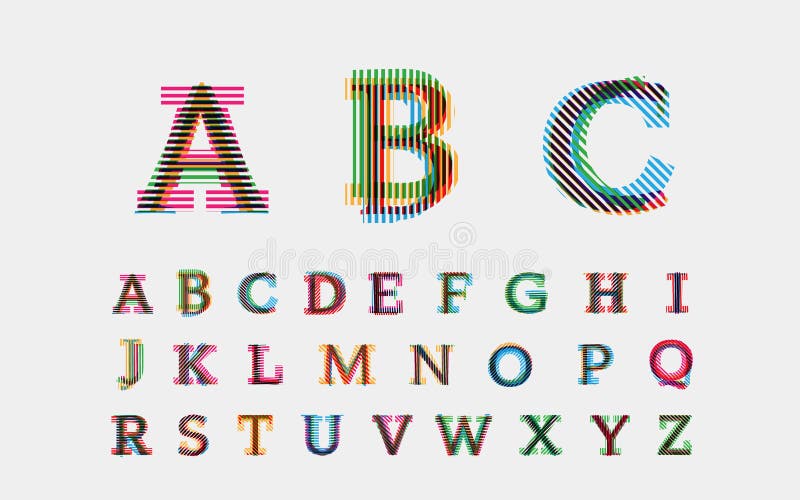 Color alphabetic fonts with color lines. Blue, red, orange, green, pink. Vector eps10 illustrator. Color alphabetic fonts with color lines. Blue, red, orange, green, pink. Vector eps10 illustrator.