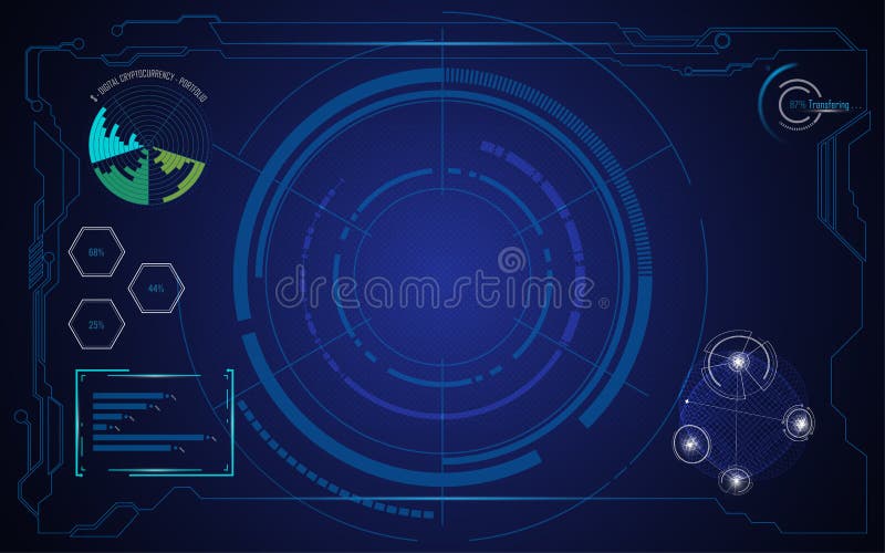 Абстрактная концепция нововведения технологии cryptocurrency экрана hud ai иллюстрация вектора Абстрактная концепция нововведения технологии cryptocurrency экрана hud ai иллюстрация вектора