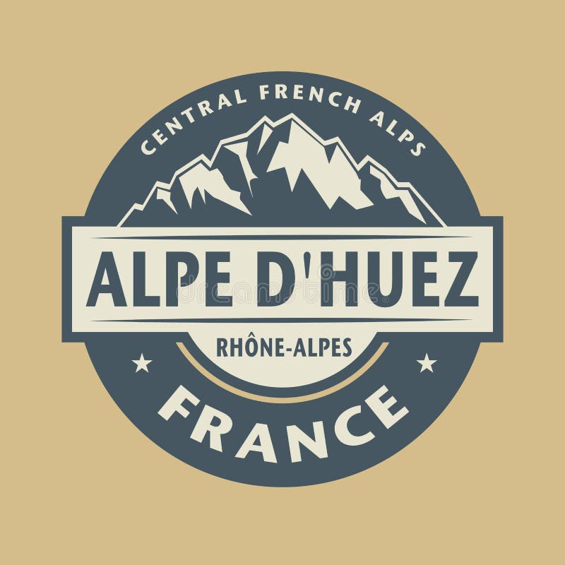 Абстрактная печать с именем городка Alpe Dhuez во Франции иллюстрация штока