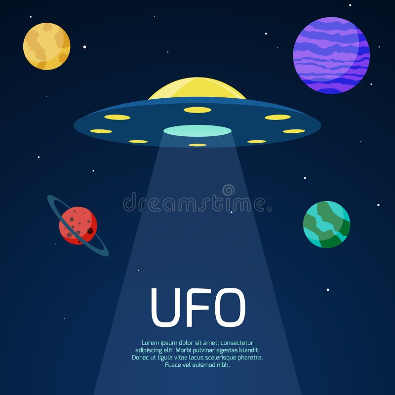 Абстрактная предпосылка космоса с космическим кораблем ufo иллюстрация штока