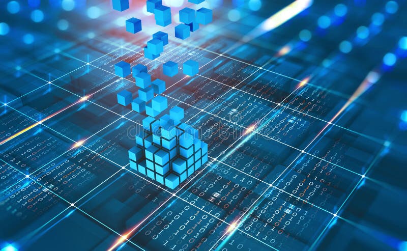 Абстрактная сеть Blockchain концепции Технология Fintech Глобальная защита и передача данных Абстрактная сеть Blockchain концепции Технология Fintech Глобальная защита и передача данных