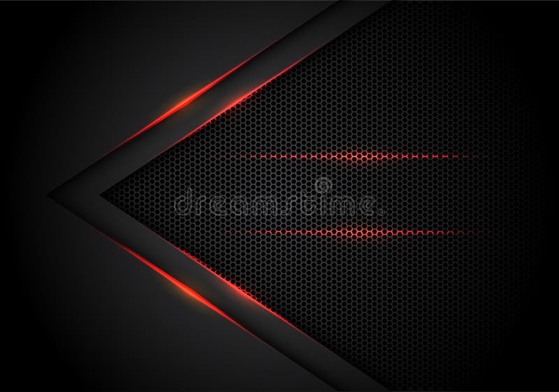 Абстрактная стрелка красного света на черноте с вектором предпосылки технологии дизайна сетки шестиугольника современным роскошны бесплатная иллюстрация
