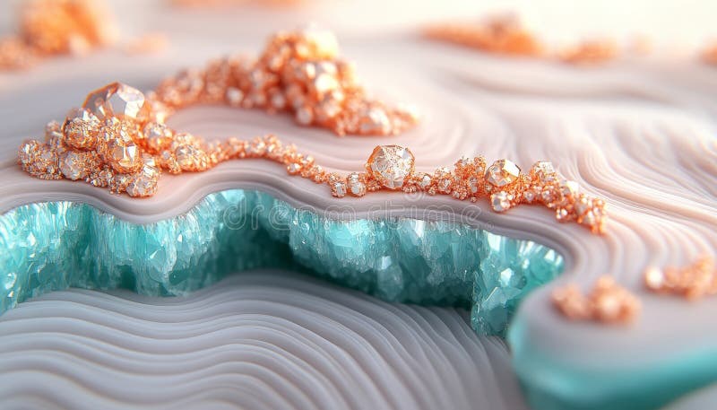 Абстрактная текстура фона из мраморной меди и мягкого зеленого кварца друзов бесплатная иллюстрация