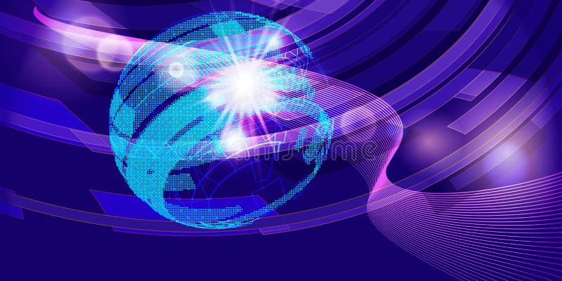 Абстрактная фон с прозрачной сферой из пунктов. Построенные новости wireframe сферы технологические или abstract земного шара иллюстрация вектора