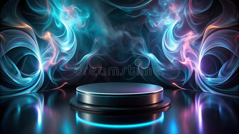 Абстрактная футуристическая дисплейная платформа с ярким эфирным туманным фоном. ИИ поколения бесплатная иллюстрация