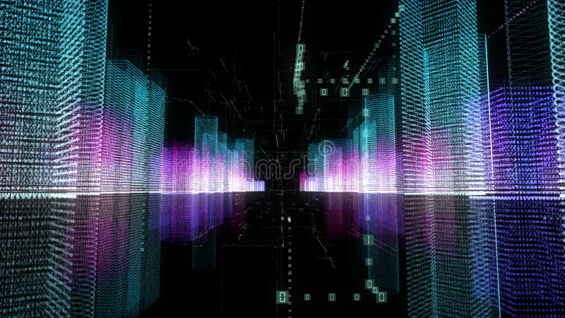 Абстрактная цифровая иллюстрация hologram 3D города с футуристической матрицей бесплатная иллюстрация Абстрактная цифровая иллюстрация hologram 3D города с футуристической матрицей бесплатная иллюстрация