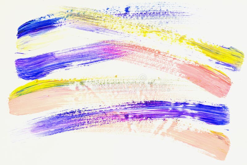 абстрактные ходы щетки Часть конца-вверх руки покрасила акриловую multicolor картину на белой бумаге, фиолете, желтом цвете и бесплатная иллюстрация абстрактные ходы щетки Часть конца-вверх руки покрасила акриловую multicolor картину на белой бумаге, фиолете, желтом цвете и бесплатная иллюстрация
