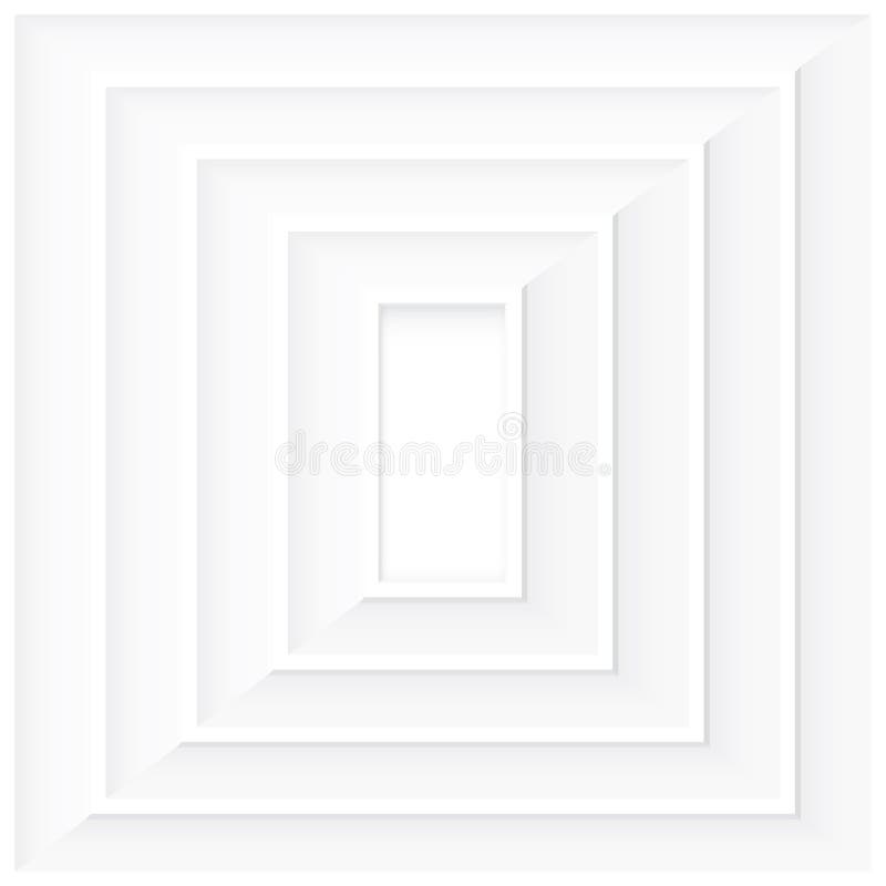 Абстрактный 3D белый цвет прямоугольник форма узор бумага стиль вырезать на квадратный фон иллюстрация штока