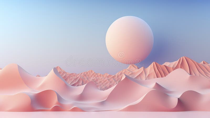 абстрактный 3d-пейзаж с горами и яйцом. иллюстрация. аи иллюстрация вектора
