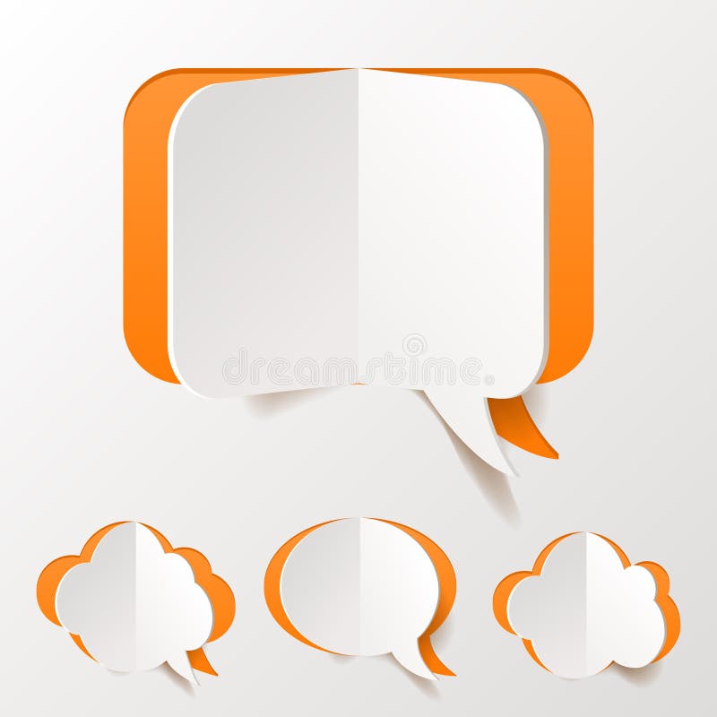 Abstract Vector Orange Speech Bubble Set Cut of Paper. Abstract Vector Orange Speech Bubble Set Cut of Paper