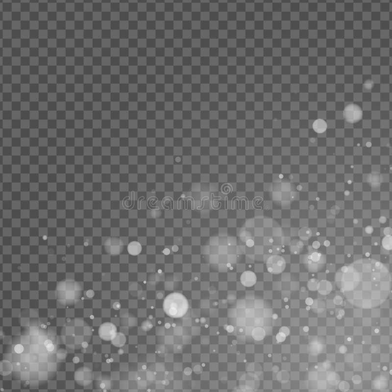 Абстрактный световой эффект Bokeh светов изолированное на прозрачной предпосылке Белое зарево Влияние снежностей Случайные расплы иллюстрация штока Абстрактный световой эффект Bokeh светов изолированное на прозрачной предпосылке Белое зарево Влияние снежностей Случайные расплы иллюстрация штока