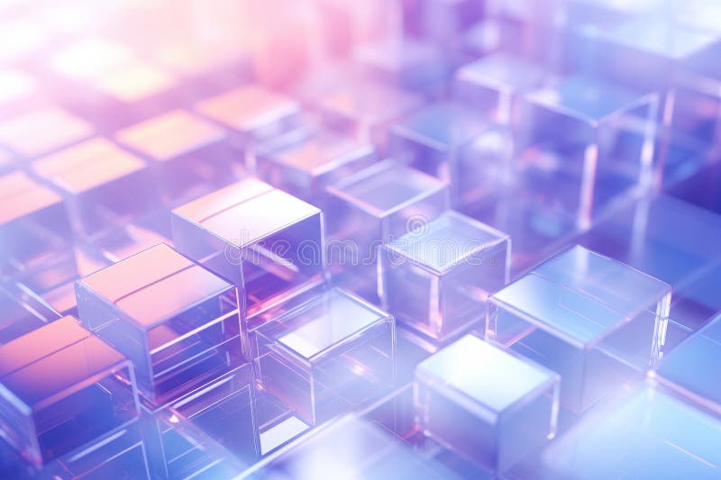 абстрактный фон 3d-куба с синими и фиолетовыми фонарями иллюстрация вектора