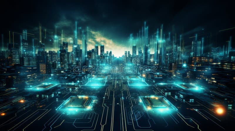 Абстрактный фон печатной платы High Tech демонстрирует цифровые технологии и электронные компоненты стоковое изображение