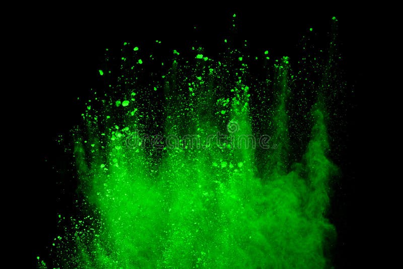 абстрактным предпосылка splatted зеленым порошком, движение замораживания порошка порошка цвета взрывая/бросая цвета, текстуры яр стоковое фото rf