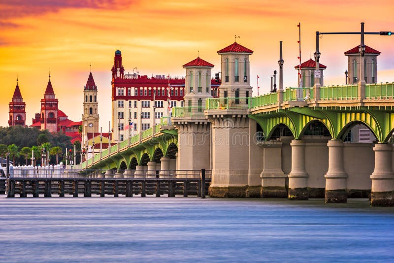 St. Augustine, Florida, USA city skyline and Bridge of Lions. St. Augustine, Florida, USA city skyline and Bridge of Lions.